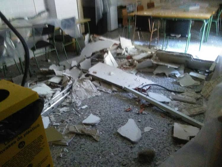 El colegio Príncipe Don Juan Manuel sufre la caída de parte de su techo