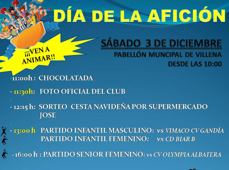 El club Voleibol Villena celebrará el día de la Afición el 3 de diciembre