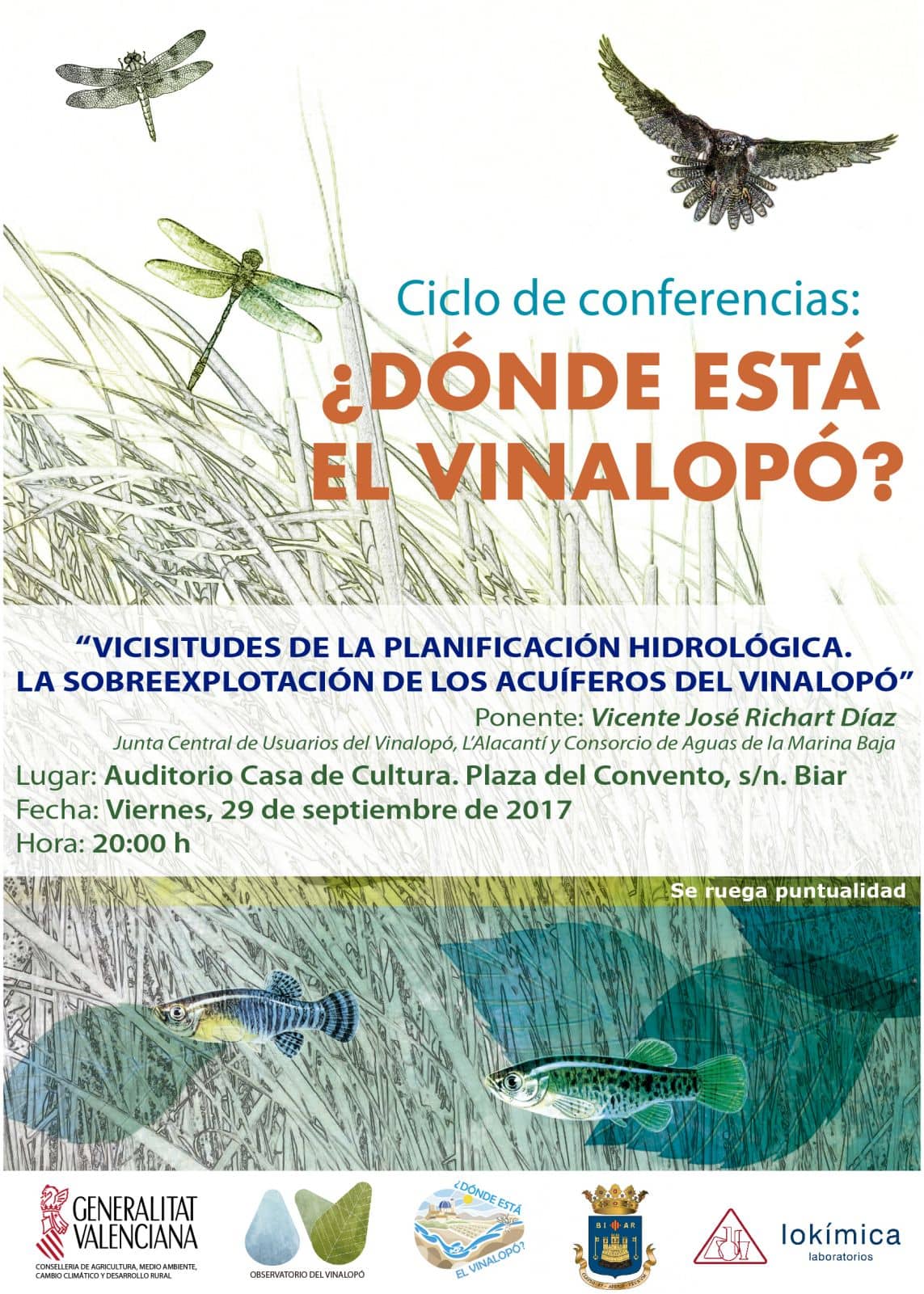 El Observatorio del Vinalopó organiza en Biar una conferencia sobre la sobreexplotación de los acuíferos del Vinalopó