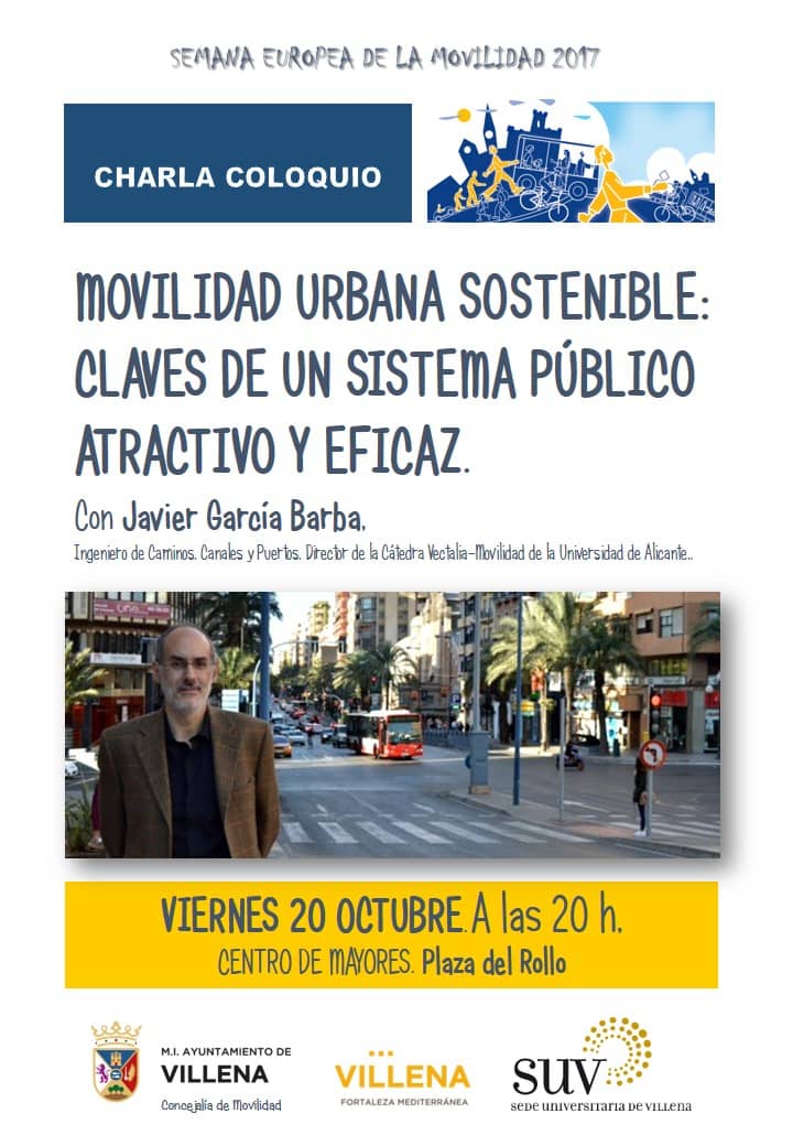 Hoy viernes charla sobre movilidad urbana sostenible