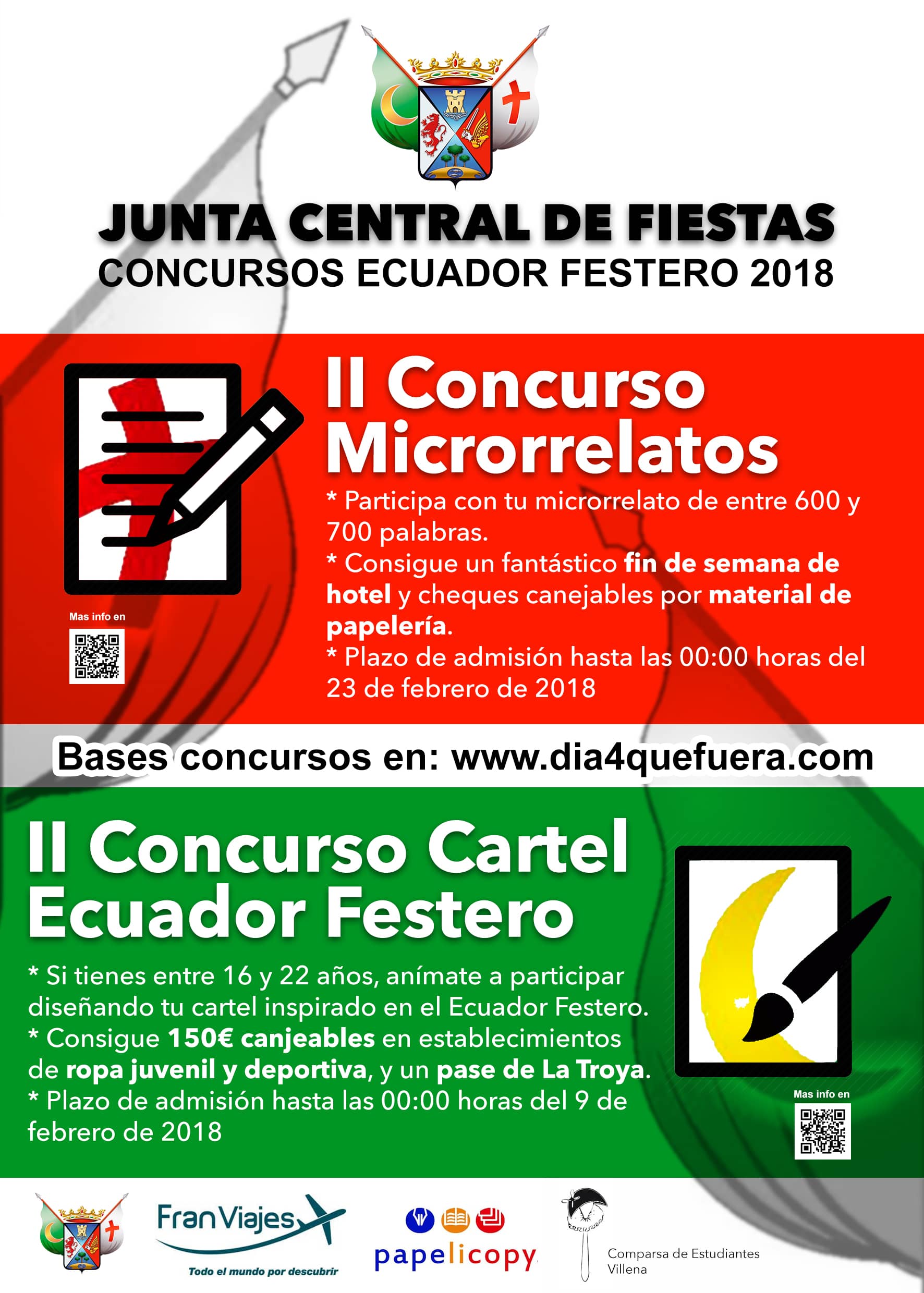 La Junta Central de Fiestas convoca la segunda edición de los concursos de Microrrelatos y Cartel del Ecuador Festero 2018