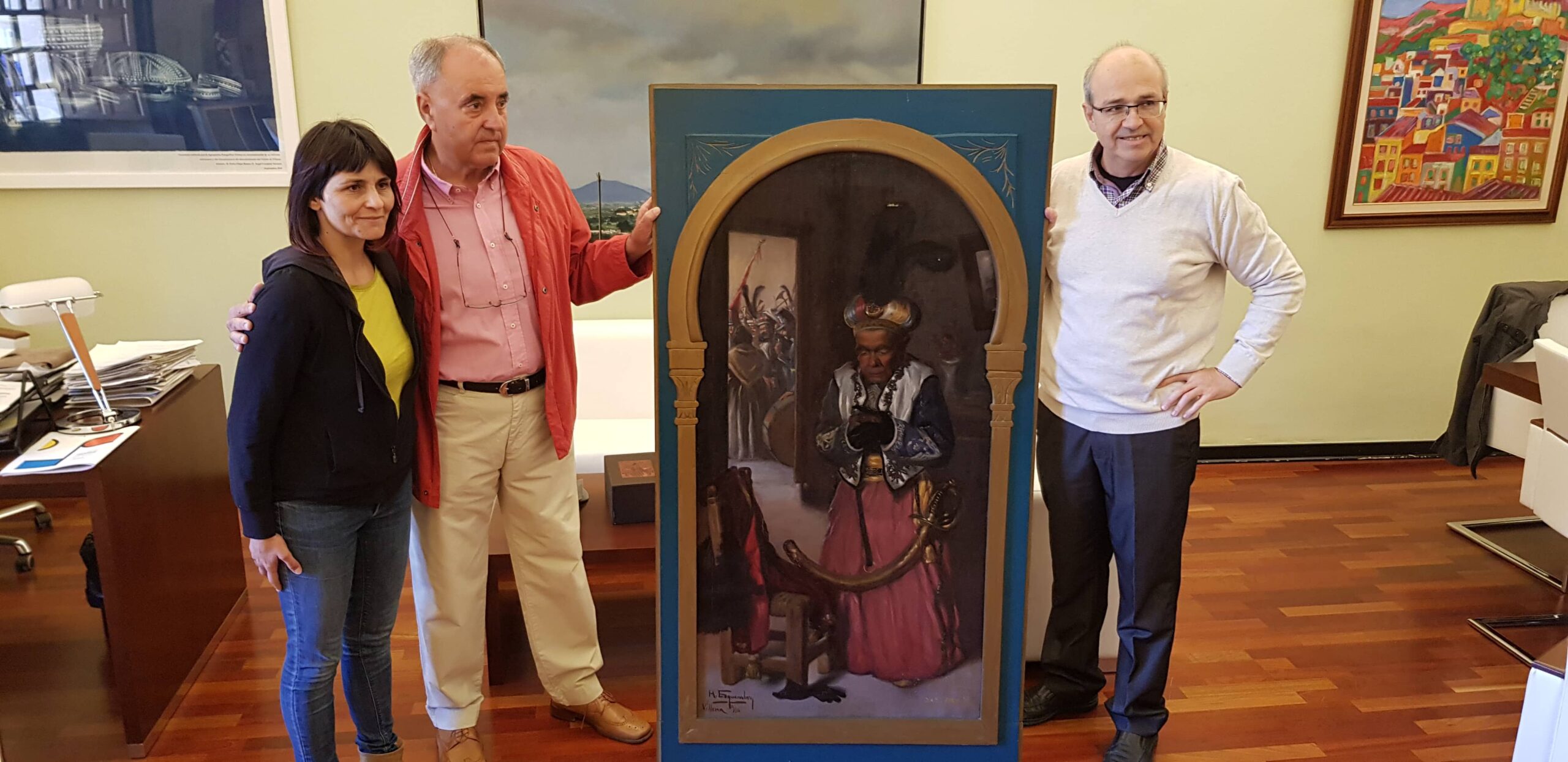 Julio Guillén cede un cuadro del pintor villenense Hermógenes Esquembre