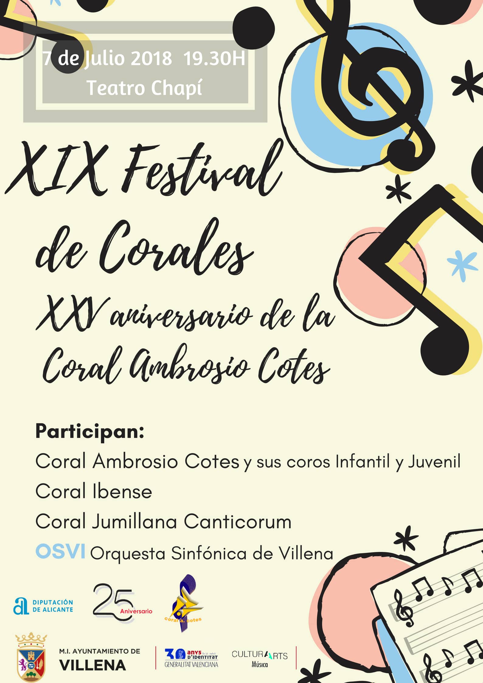 La Coral Ambrosio Cotes celebra el sábado el XIX Festival de Corales Ciudad de Villena en el Chapí