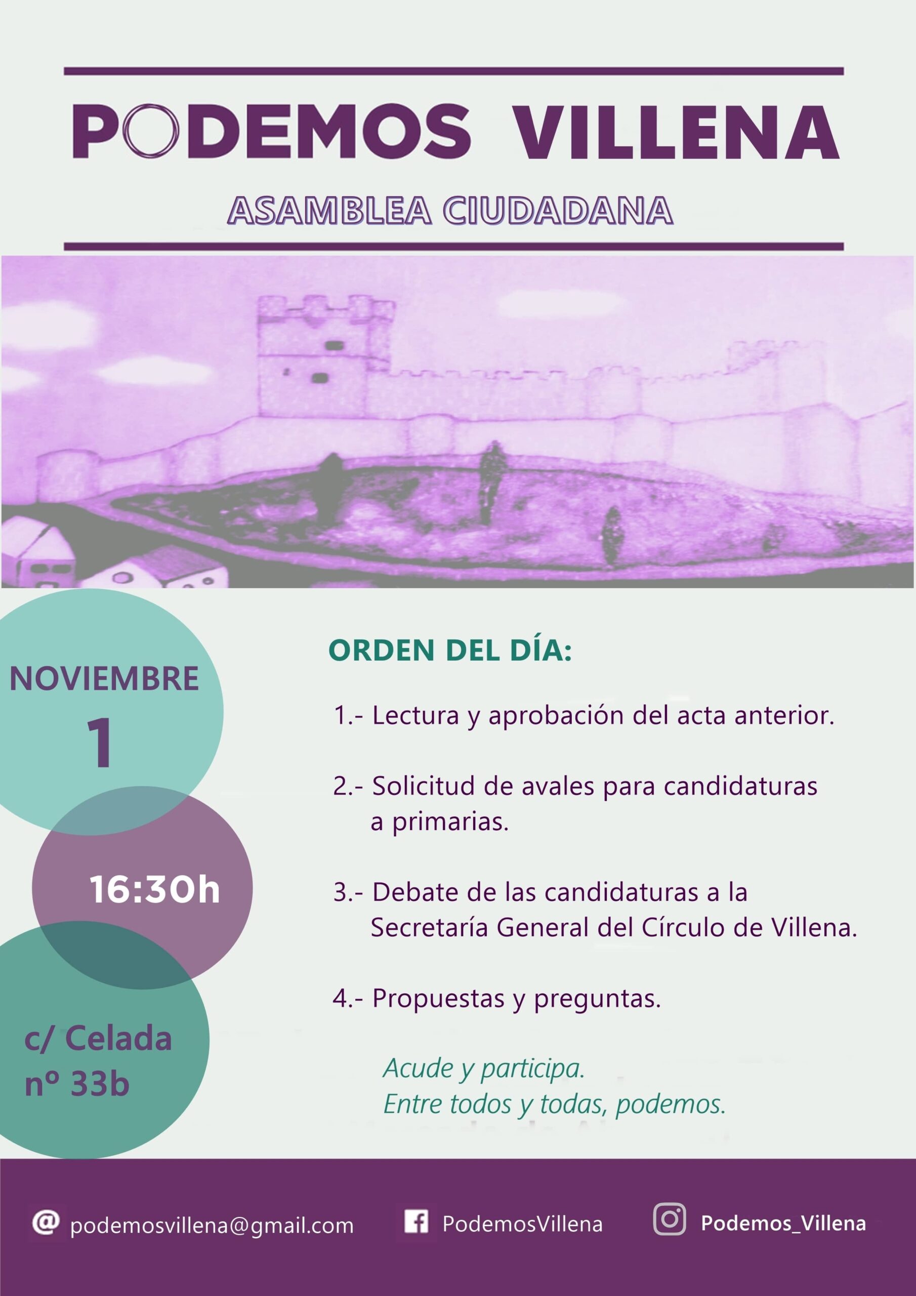Convocatoria de Asamblea del Círculo Podemos para debatir sobre las candidaturas a la Secretaria General