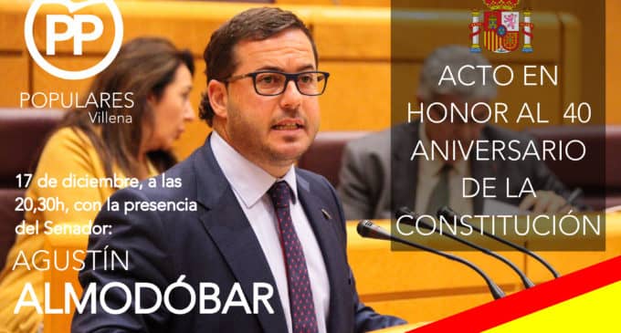 El PP celebrará un acto por el 40 aniversario de la Constitución con la presencia del senador Agustín Almodobar
