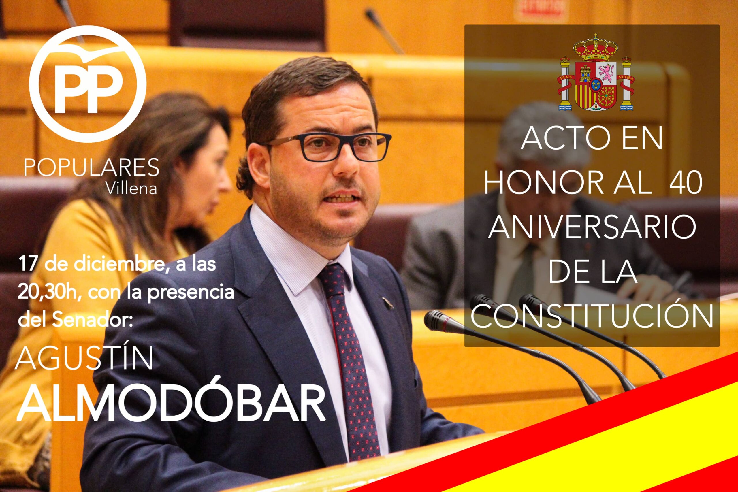 El PP celebrará un acto por el 40 aniversario de la Constitución con la presencia del senador Agustín Almodobar