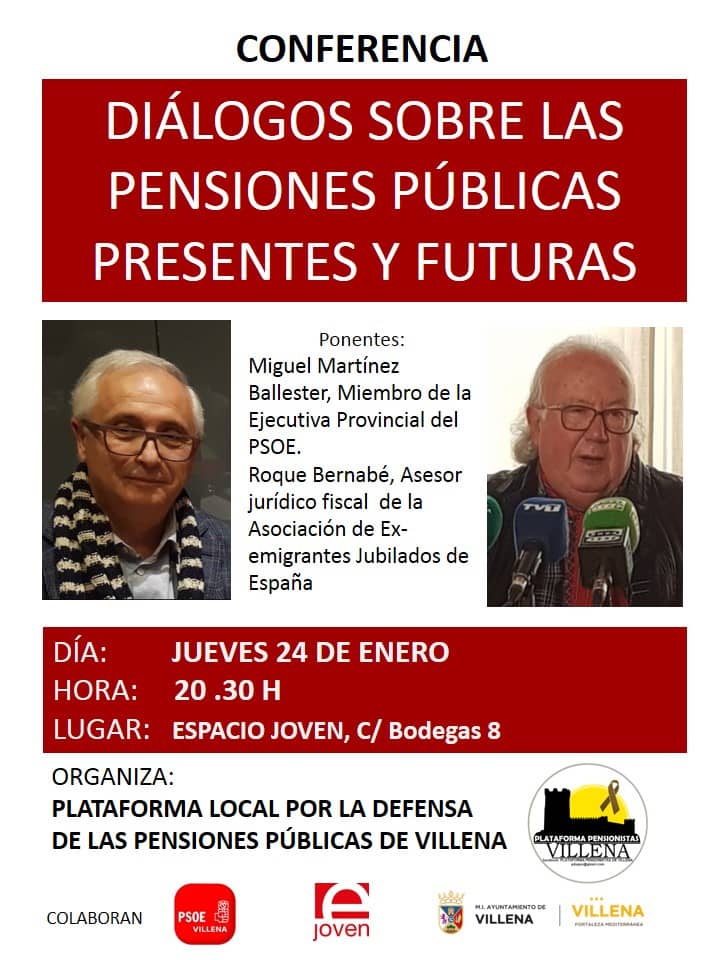 La Plataforma Local por la Defensa de las Pensiones Públicas de Villena organiza una nueva charla informativa