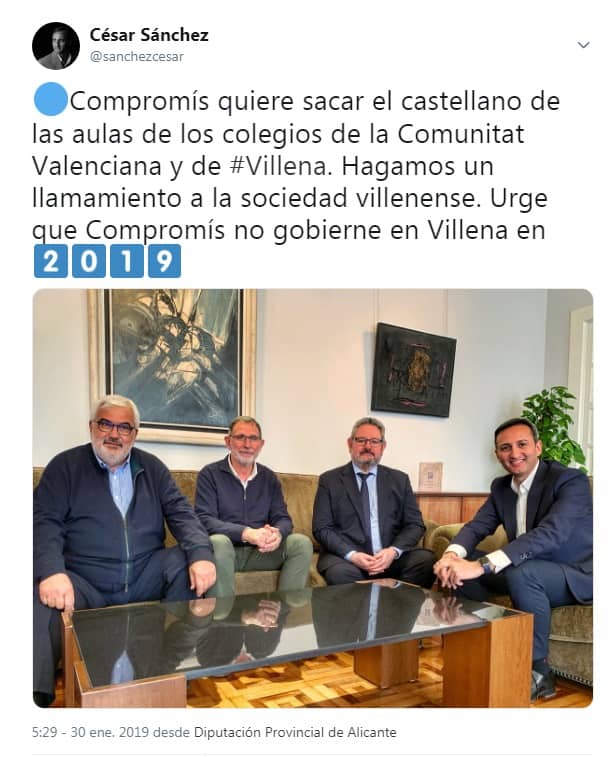 César Sánchez:”Urge que no gobierne Compromís en Villena”