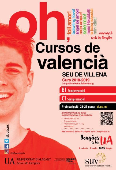 Abierta la inscripción para los cursos de valenciano de la Sede Universitaria