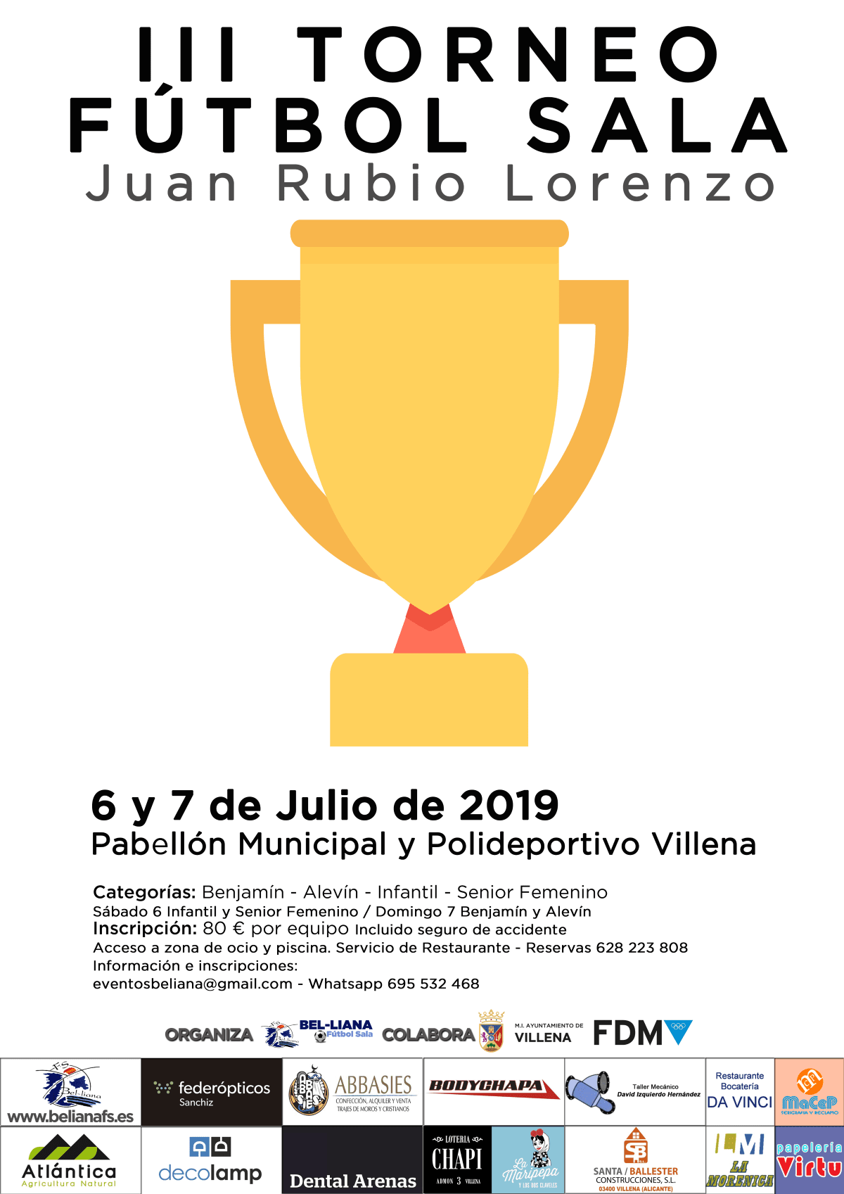 El Bel-liana Fútbol Sala organiza la tercera edición de su torneo Juan Rubio Lorenzo y un campeonato en modalidad 24 horas junto al Villena Fútbol Sala