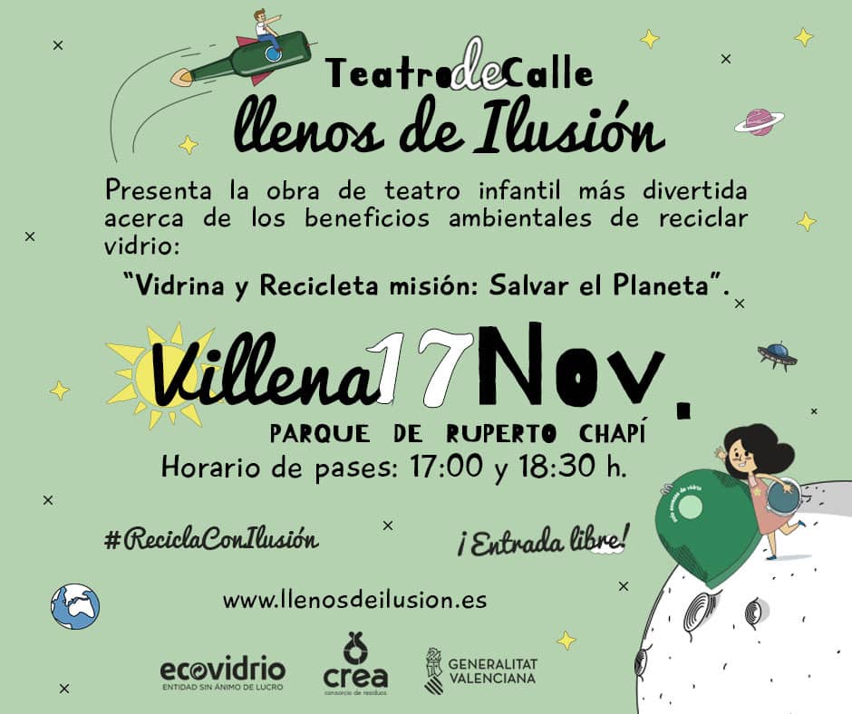 Ecovidrio realiza actividades de teatro al aire libre en Villena  el próximo domingo