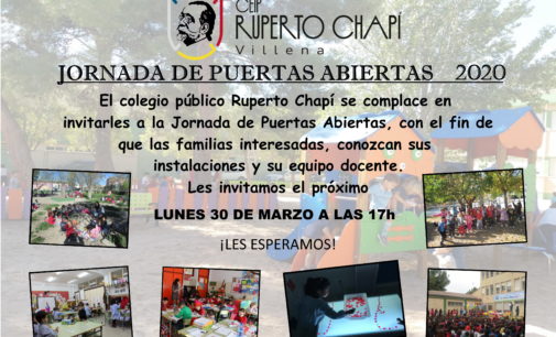 El colegio público Ruperto Chapí celebrará el próximo lunes, 30 de marzo, una Jornada de Puertas Abiertas