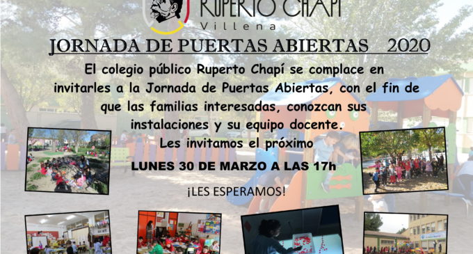 El colegio público Ruperto Chapí celebrará el próximo lunes, 30 de marzo, una Jornada de Puertas Abiertas