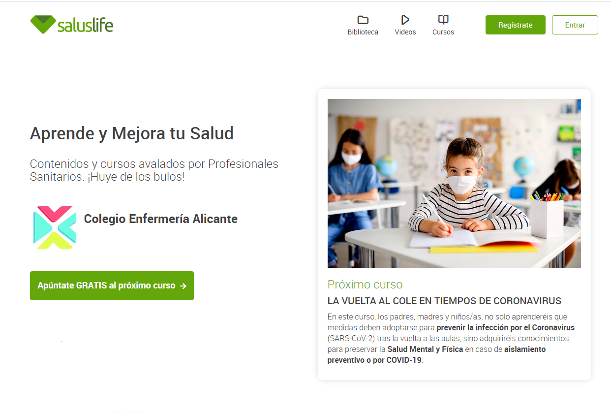 El Colegio de Enfermería de Alicante ofrece un curso gratuito sobre la vuelta al cole en tiempos de COVID-1