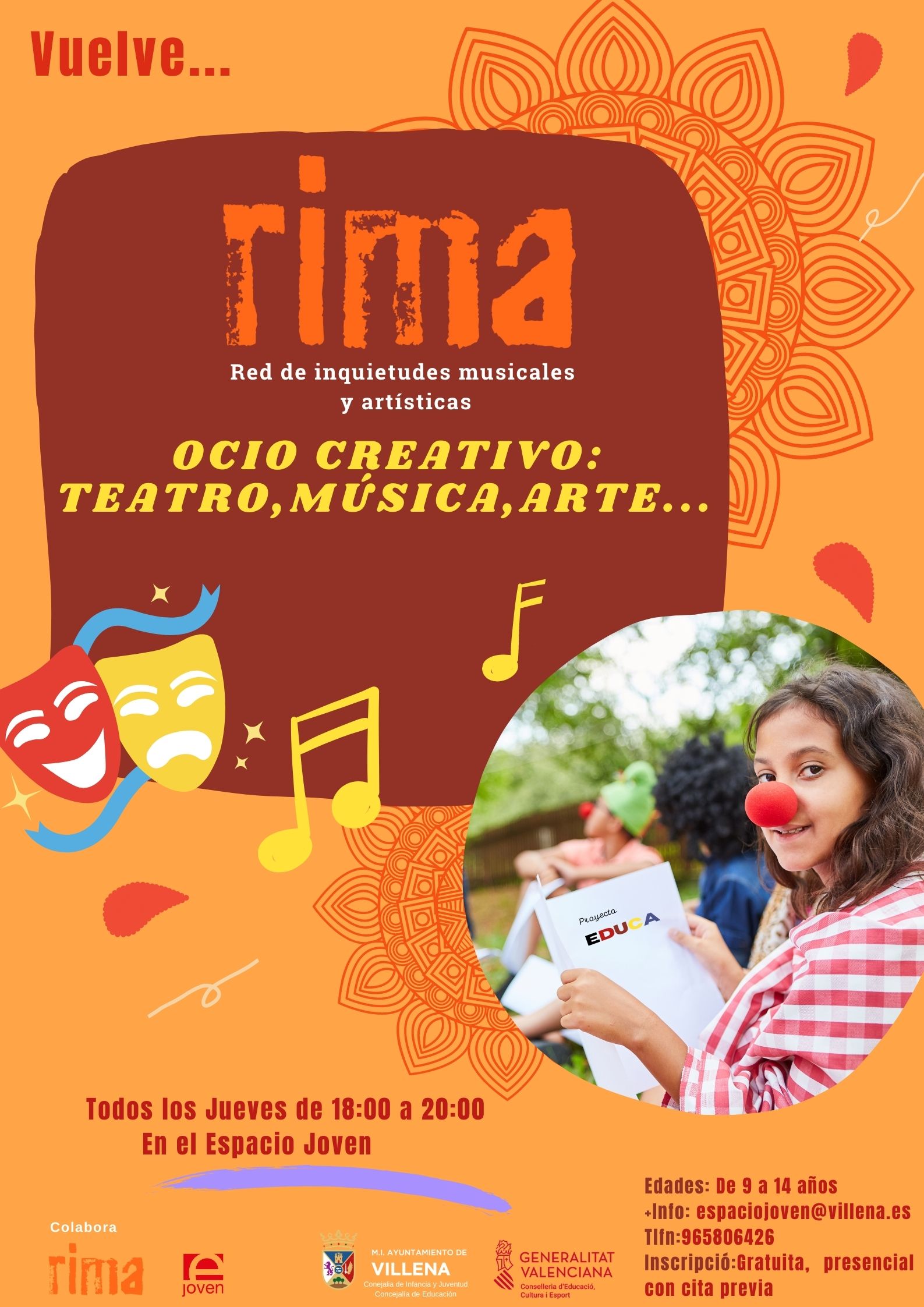Abren el plazo de inscripción del proyecto RIMA de actividades musicales y artísticas