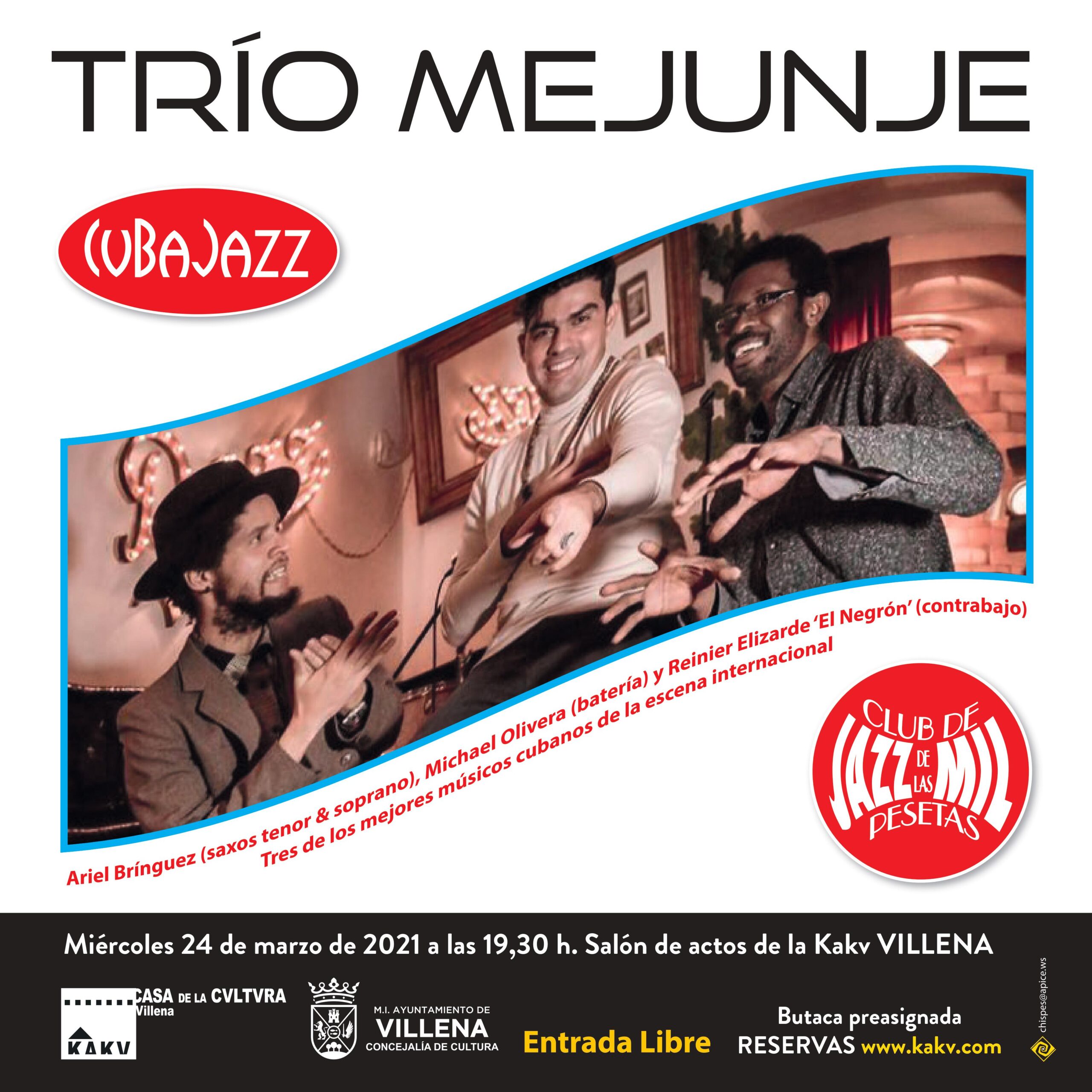 El Club de Jazz trae al Trío Mejunje a la Casa de la Cultura