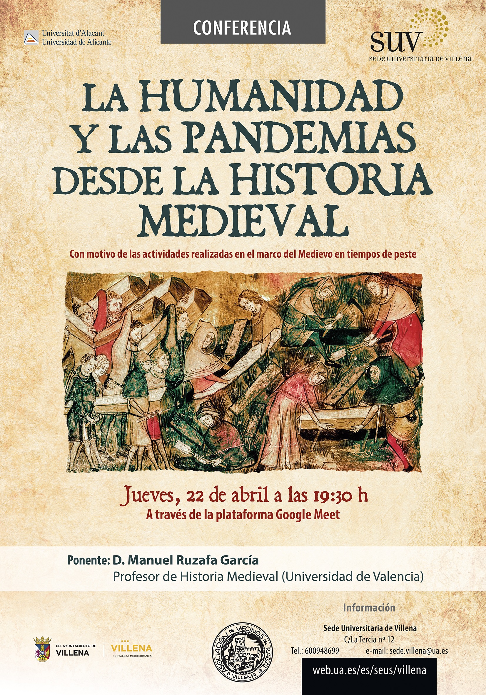 La Sede Universitaria organiza una charla sobre las pandemias desde la historia medieval