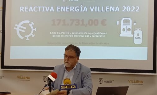 Villena distribuirá 171.000 € en ayudas a pymes y autónomos para gastos de energía y electricidad