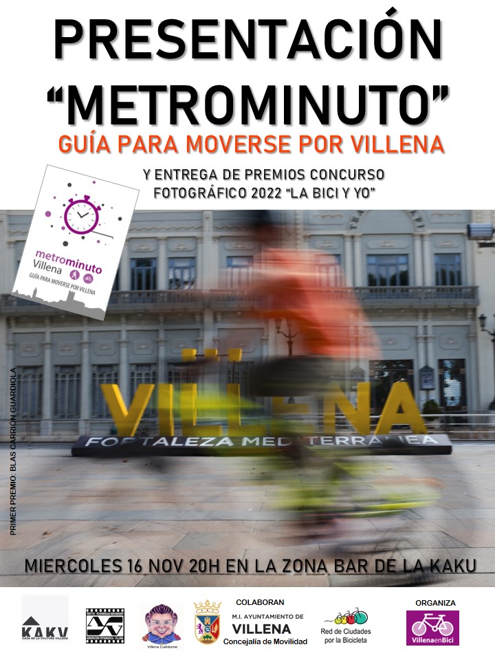 Ayuntamiento y Villena en bici presentarán ‘Metrominuto’, una guía para desplazamientos rápidos en la ciudad sin vehículos a motor
