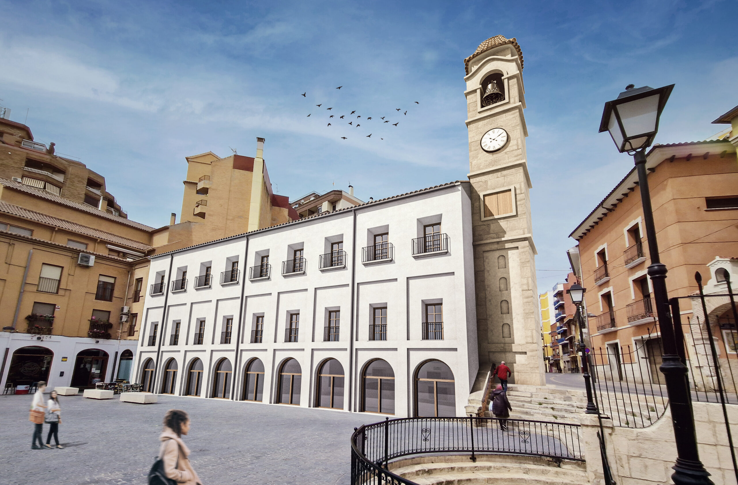 Salguero plantea completar la Plaza Mayor con un edificio multinacional anexo a la Torre del Orejón