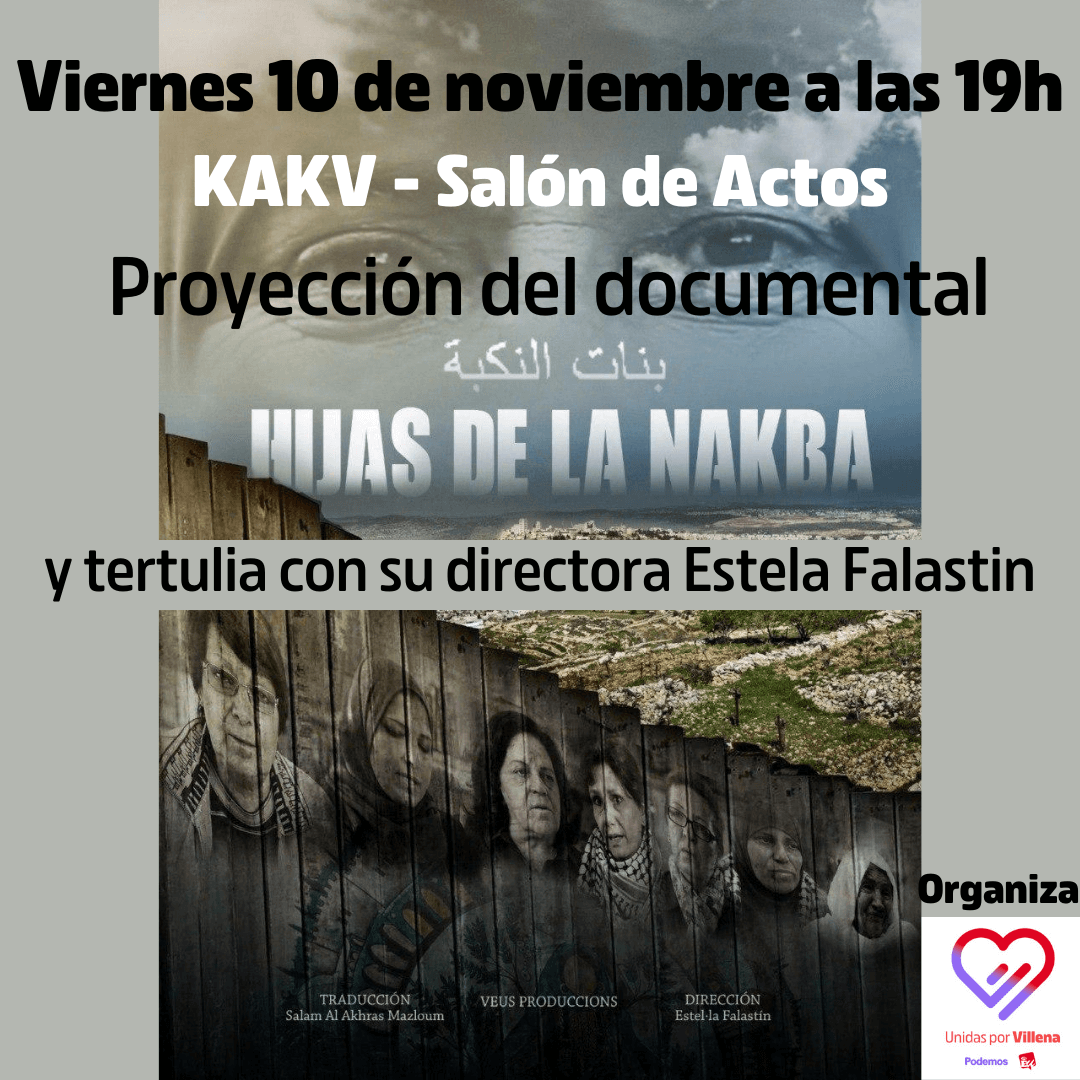 Unidas por Villena organiza la proyección del documental Hijas de la Nakba