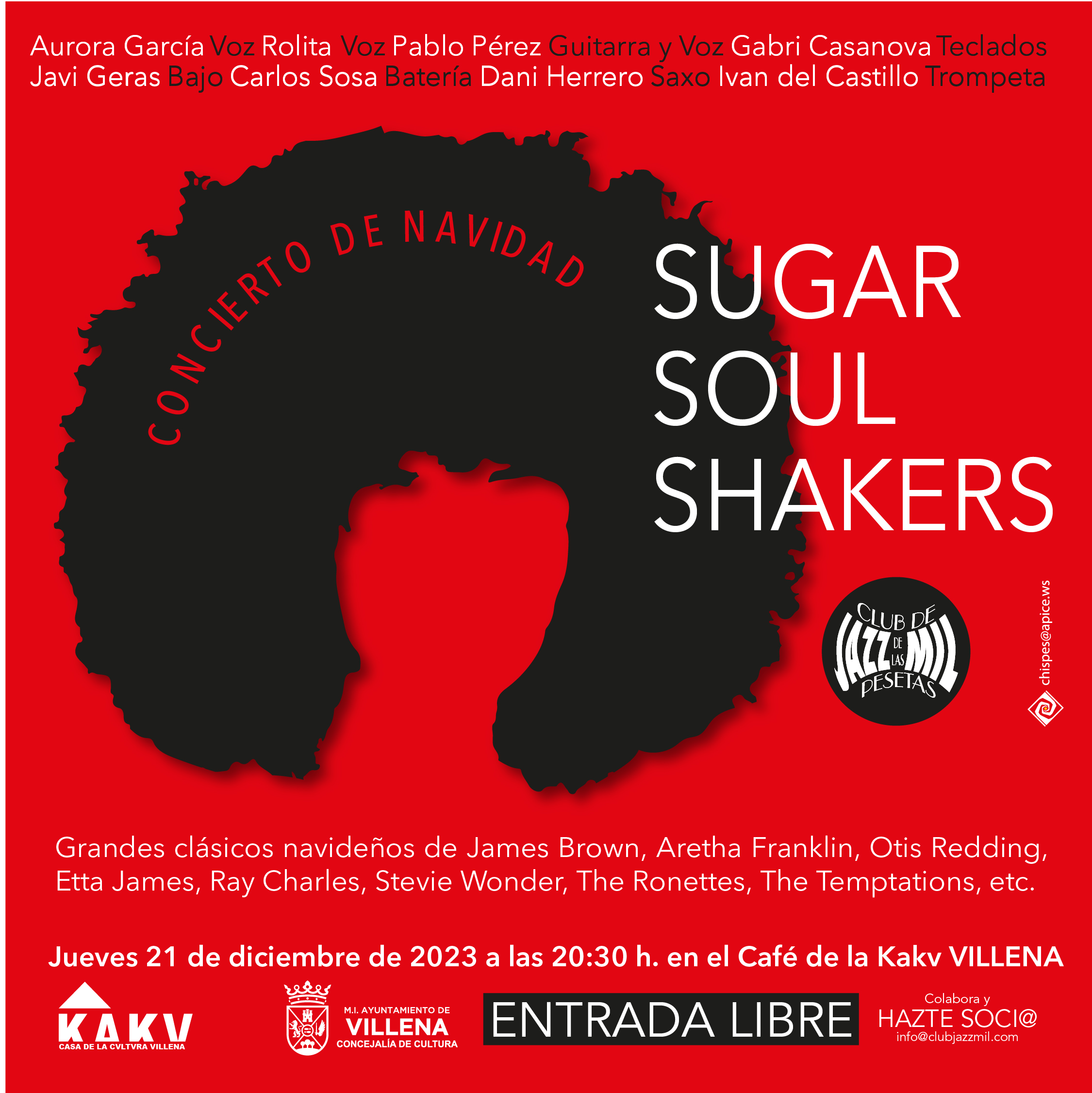 Las grandes figuras del soul español en Villena con el concierto de la mítica “Sugar Soul Shakers”