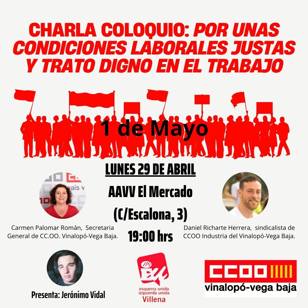 IU organiza un acto con CCOO por el 1 de mayo